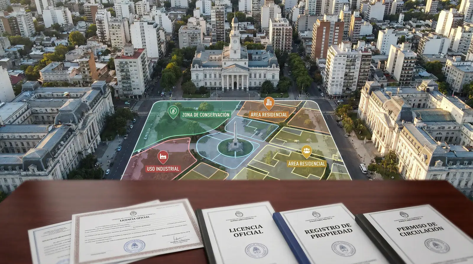 Mapa de provincia de Buenos Aires con iconos de regulación de juego en línea